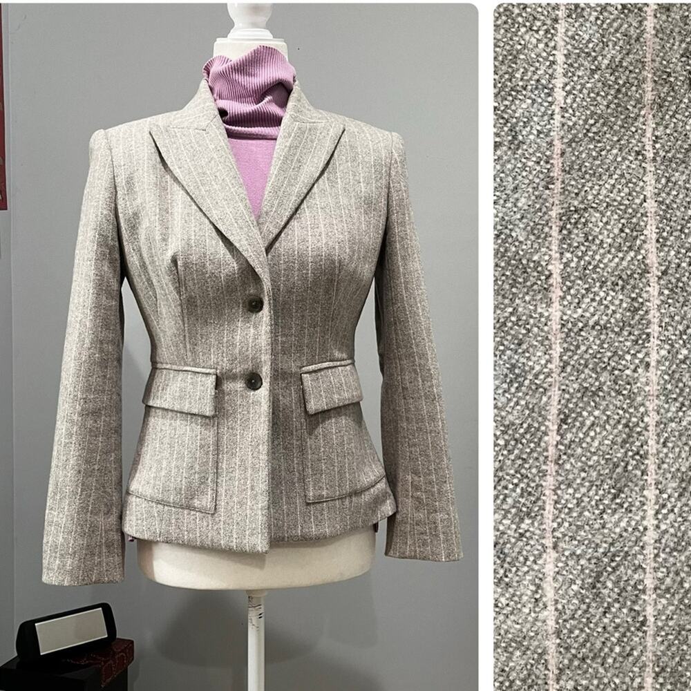 NEW Body by Victoria Wool Pinstripe Tailored Structured Hourglass Blazer Jacket